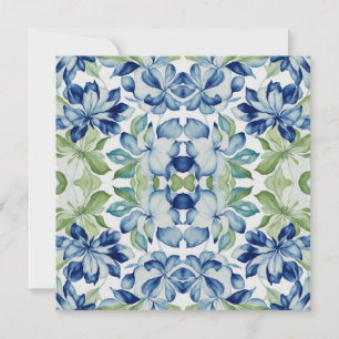 Blau und grünes BOHO Leaf Blumenmuster