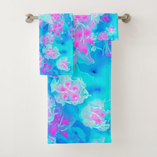 Blau und Heiß rosa Sukkuläres Unterwasser-Sedum Badhandtuch Set (Insitu)