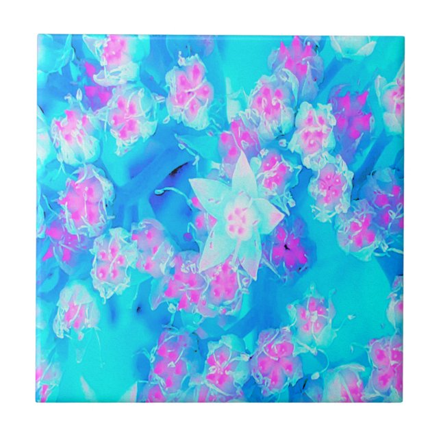 Blau und Heiß rosa Sukkuläres Unterwasser-Sedum Fliese (Vorderseite)