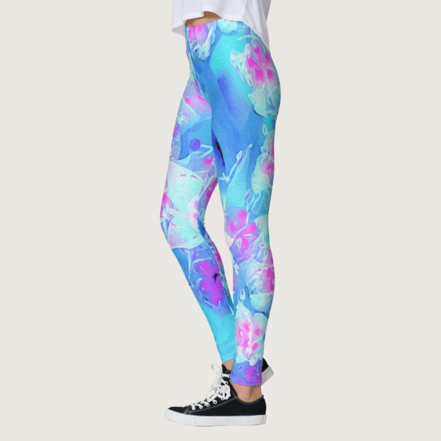 Blau und Heiß rosa Sukkuläres Unterwasser-Sedum Leggings (Links)