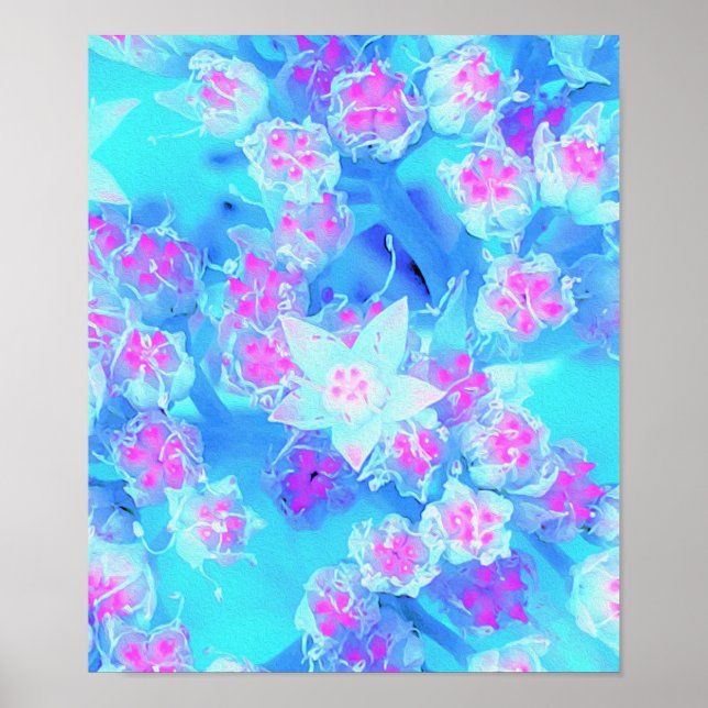 Blau und Heiß rosa Sukkuläres Unterwasser-Sedum Poster (Vorne)