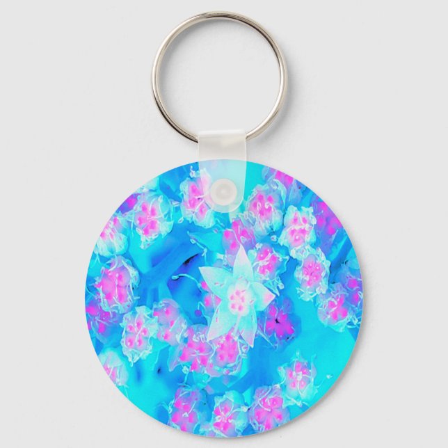 Blau und Heiß rosa Sukkuläres Unterwasser-Sedum Schlüsselanhänger (Vorderseite)