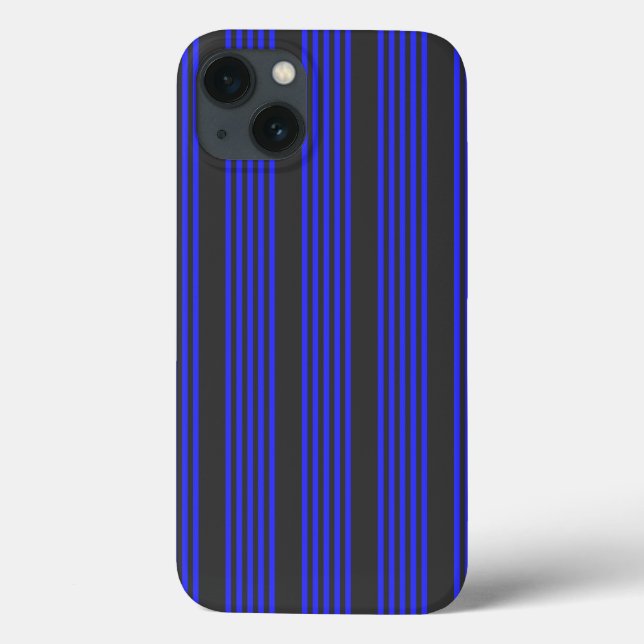 Blau und Holzkohle, fünf Streifen Case-Mate iPhone Hülle (Rückseite)