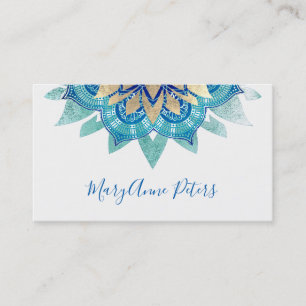 Blau und Imitat - goldene Dekoration Visitenkarte