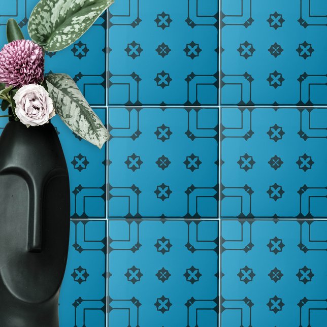 Blau- und Indigomuster im dekorativen Mosaikstil Fliese (Von Creator hochgeladen)