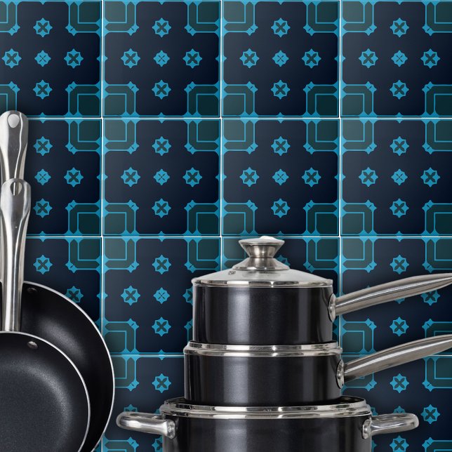 Blau- und Indigomuster im Mosaikstil Fliese (Von Creator hochgeladen)