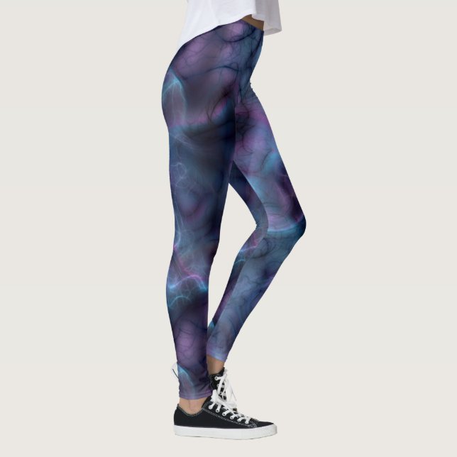 Blau und Lila Abstrakt Leggings (Rechts)
