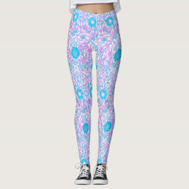 Blau und Lila Blüten Leggings