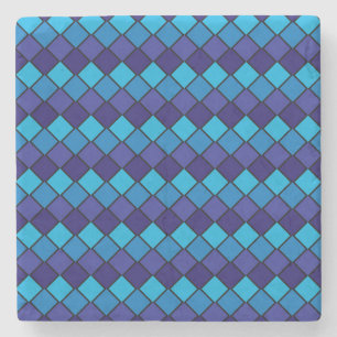 Blau und Lila Diamond Checked Square Untersetzer