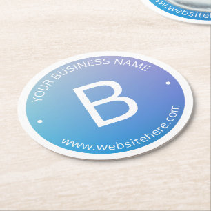 Blau und Lila fading Ombre mit bearbeitbarem Text Runder Pappuntersetzer