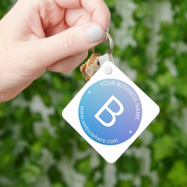 Blau und Lila fading Ombre mit bearbeitbarem Text Schlüsselanhänger (Hand)