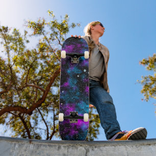 Blau und Lila Galaxie Kosmisch Skateboard