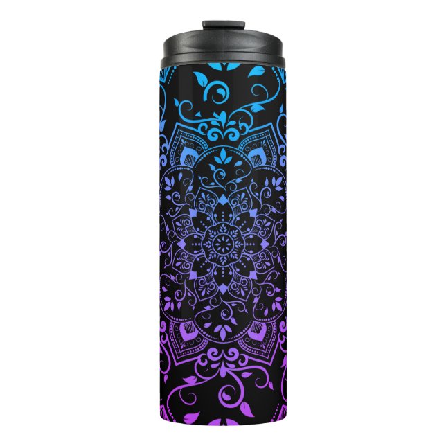 Blau und Lila Mandala Thermosbecher (Vorderseite)