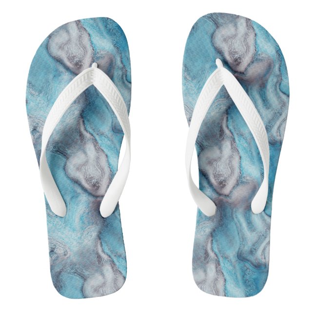 Blau und lila Marmor Swirl Abstrakt Flip Flops (Fußbett)