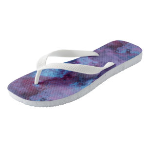 Blau und lila Marmor Swirl Abstrakt Flip Flops