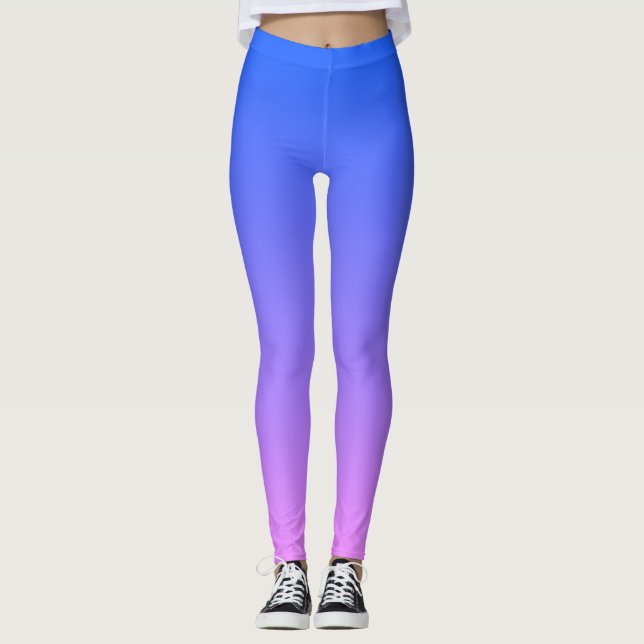 Blau und Lila Ombre Monogram Leggings (Vorderseite)