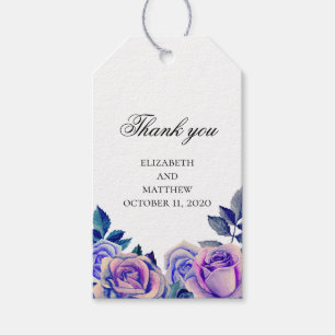 Blau und lila Rose danke. Hochzeitsgeschenk Geschenkanhänger