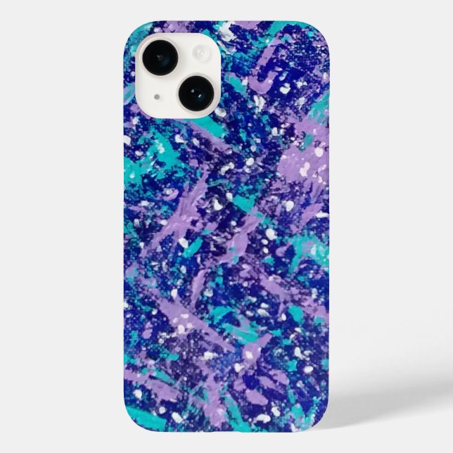 Blau und Lila Spritzer Kunst Case-Mate iPhone Hülle (Rückseite)