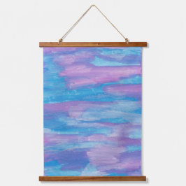 Blau und Lila Swirl Abstrakt Wandteppich Mit Holzrahmen