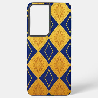 Blau und Mango Gold Diamond Muster Design Samsung Galaxy Hülle