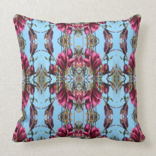 Blau und Mauve Tulip Magnolia Pattern Throw Kissen
