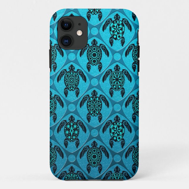 Blau und Meer-Schildkröte-Muster Case-Mate iPhone Hülle (Rückseite)