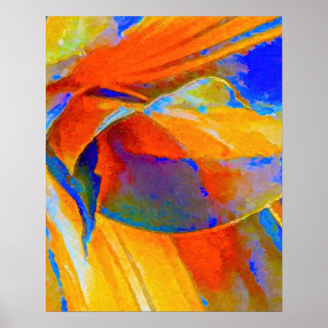 Blau und Orange Abstrakt Poster (Vorne)