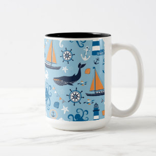 Blau und Orange des Meeres Zweifarbige Tasse
