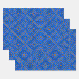 Blau und orange Hypnothek Moderne Pop Art Geschenkpapier Set