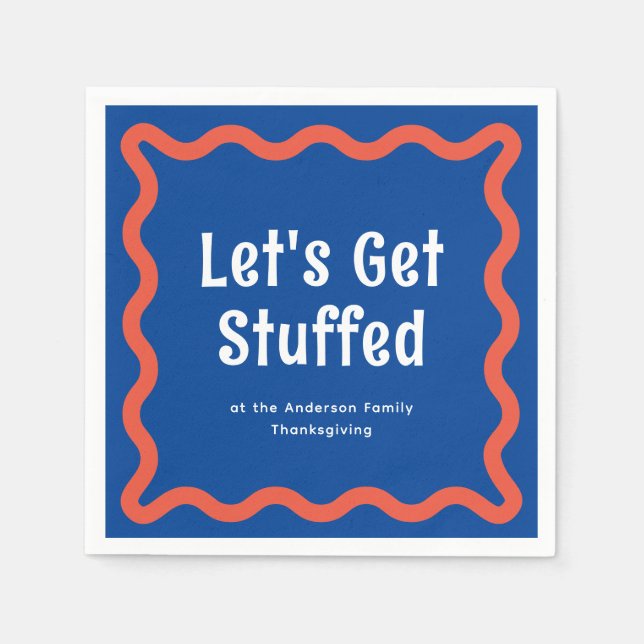 Blau und Orange lassen uns den Wavy-Platz füllen Serviette (Vorderseite)