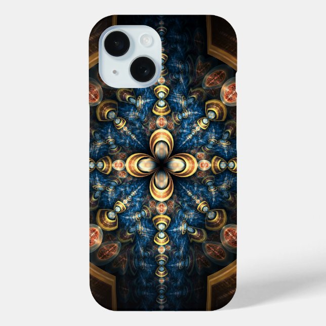 Blau und Orange Moderne Medallion Muster Case-Mate iPhone Hülle (Rückseite)