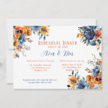 Blau und Orange Paint Floral Probe Dinner