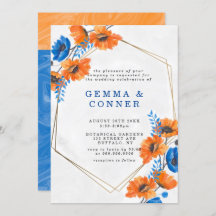 Blau und Orange Poppy Geometric Wedding