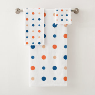 blau und orange Punkte Badhandtuch Set