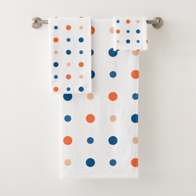 blau und orange Punkte Badhandtuch Set (Insitu)