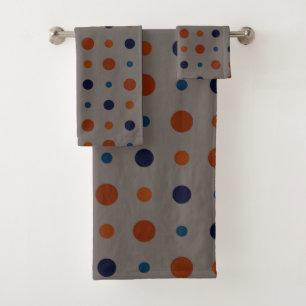 blau und orange Punkte Badhandtuch Set