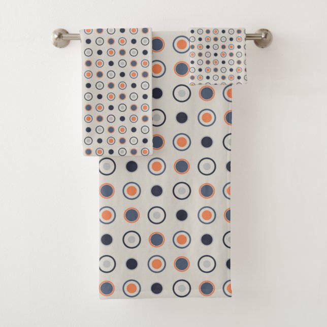 blau und orange Punkte Badhandtuch Set (Insitu)