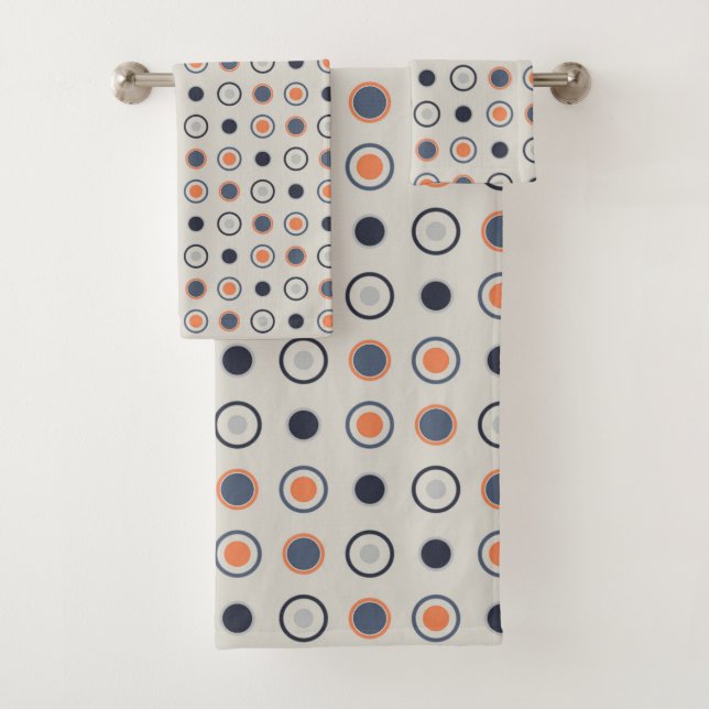 blau und orange Punkte Badhandtuch Set (Insitu)