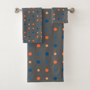 blau und orange Punkte Badhandtuch Set