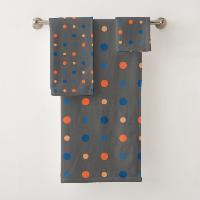 blau und orange Punkte Badhandtuch Set (Insitu)