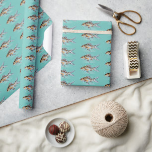 Blau und Orange Shubunkin Goldfish Fine Art Geschenkpapier