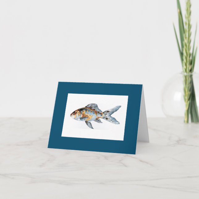 Blau und Orange Shubunkin Goldfish Fine Art Karte (Vorderseite)