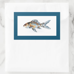 Blau und Orange Shubunkin Goldfish Fine Art Rechteckiger Aufkleber