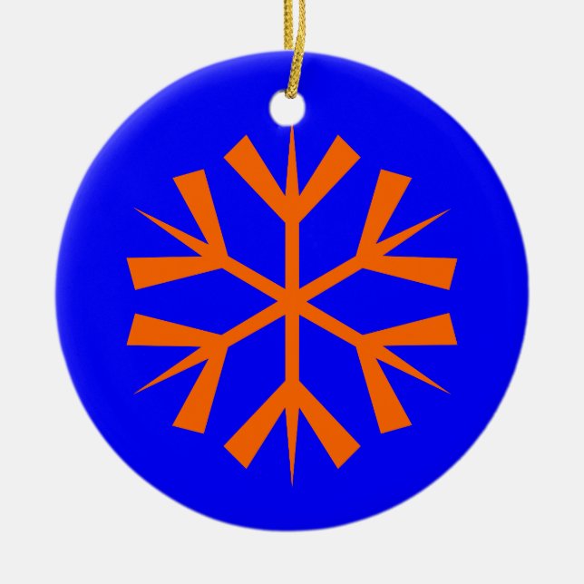 Blau und Orange Snowflake Keramikornament (Vorne)