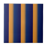 Blau und Orange Streifen Fliese<br><div class="desc">Heller orangefarbener Streifen mit blauem Streifen.</div>