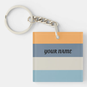 Blau und Orange Streifen Schlüsselanhänger