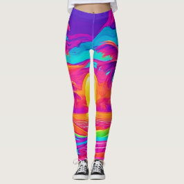 Blau und Orange Sunset Leggings