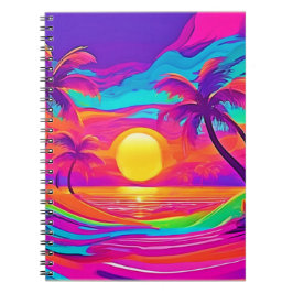 Blau und Orange Sunset Notizblock