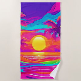 Blau und Orange Sunset Strandtuch