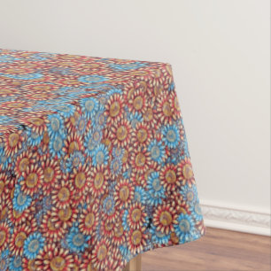 Blau und orangefarbenes Muster Bold Niedlich Boho Tischdecke